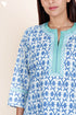Cambric Cotton Kurta And Pant Set With Kota Dupatta In Block Print